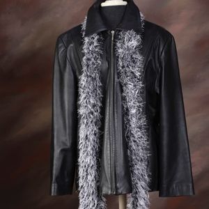 Jacqueline Ferar Genuine Lambskin Jacketw/ scarf